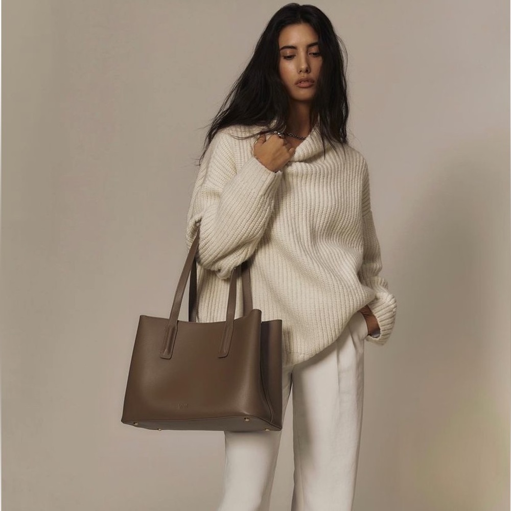 Freja NYC Linnea Taupe Tote Bag with Duster Bag